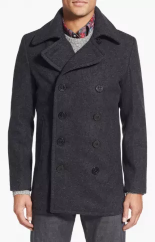 Slim Fit Wool Blend Peacoat