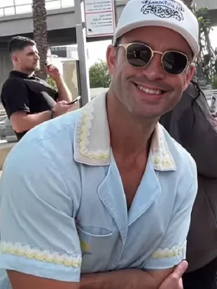 The Valley S03 Blue Crochet Trim Beach Shirt