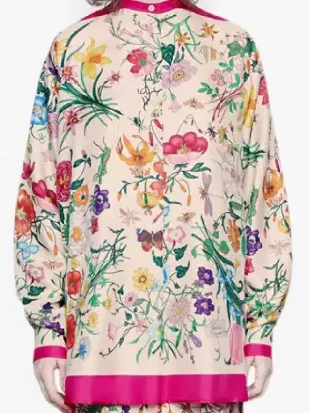 The Today Show Christina Stembel Floral Print Silk Shirt