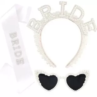 3PCS White Pearl Bridal Set