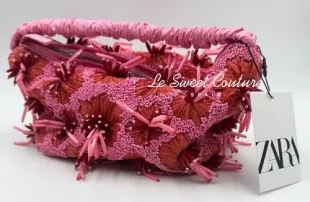 Pink Floral Beaded Bag