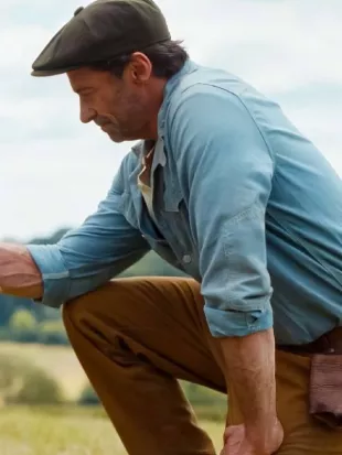 The Sheep Detectives Hugh Jackman Blue Shirt