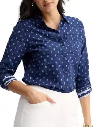 Law and Order S25 Ruby Ramirez Blue Collared Blouse