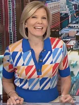 NBC News Daily 2026 Kate Snow Multicolor Square Peg Sweater