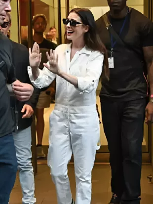 Anne Hathaway The Devil Wears Prada 2 White Jumpsuit