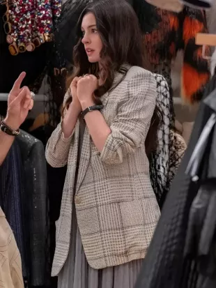 Anne Hathaway The Devil Wears Prada 2 Plaid Blazer