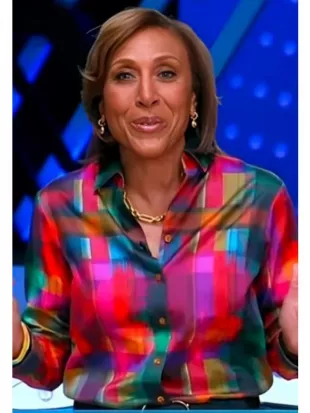 Good Morning America Robin Roberts Multicolor Plaid Shirt