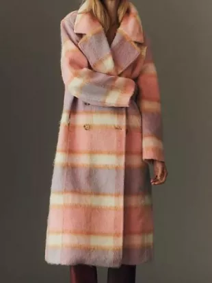 Elsbeth S03 Carrie Preston Pink Plaid Long Coat