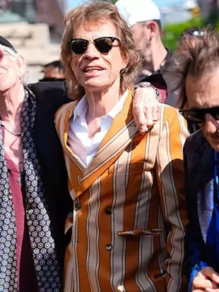 Mick Jagger New Album Launch Striped Blazer