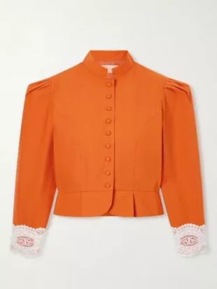 The View 2026 Sunny Hostin Orange Cropped Jacket
