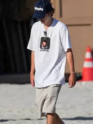 Timothée Chalamet White Graphic T-Shirt