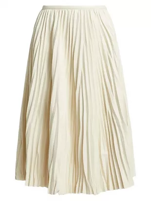 Rosalyn Pleated Faux-Leather Midi Skirt