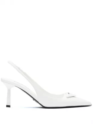Brushed Leather Slingback Pumps