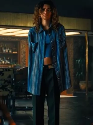 Euphoria S03 Zendaya Blue Striped Shirt