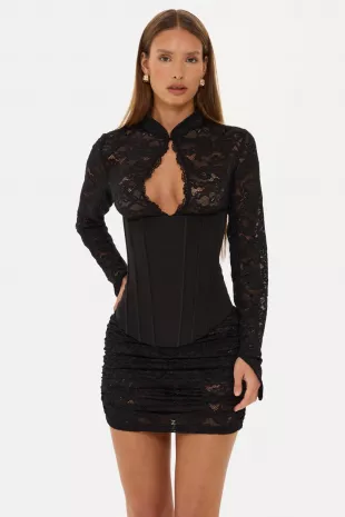 Rebel Black Lace Corset Mini Dress