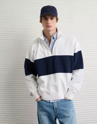 AE Colorblock Quarter Zip Sweatshirt