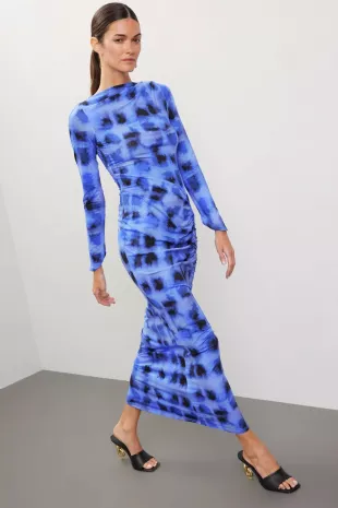 Shibori Ruched Dress