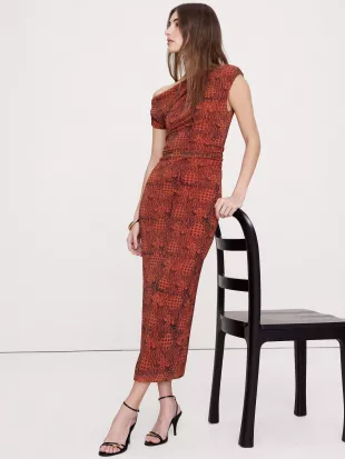 Mesh Off-Shoulder Maxi Dress