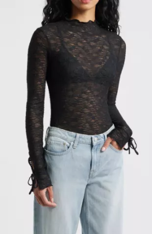 Funnel Neck Lace Top