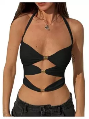 Women's Cut Out Halter Top
