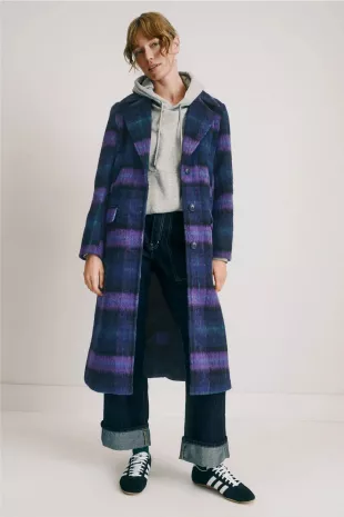 Brushed Wool Blend Boyfriend Coat
