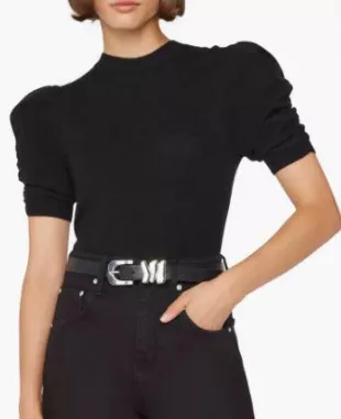 Ruched Sleeve Cashmere-Wool Sweater