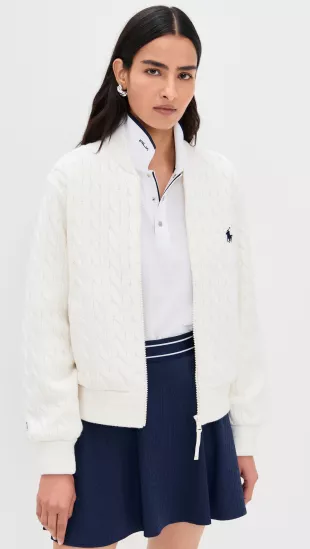 Cable Stitch Hybrid Baseball Jacket