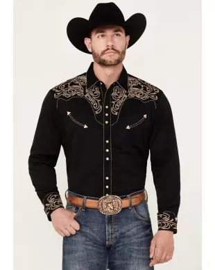 Embroidered Scroll Long Sleeve Snap Western Shirt
