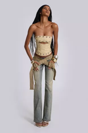 Strap Up Stonewash Jeans