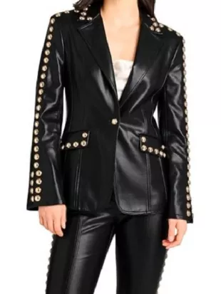 RHOA S17 Drew Sidora Black Leather Blazer