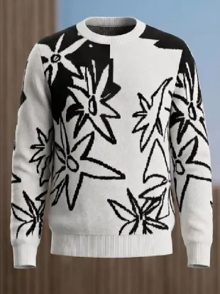 Hollywood Squares S02 Grey and Black Floral Print Sweater