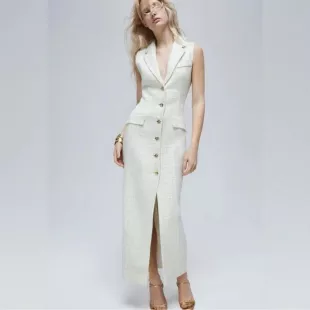 Keanu Dress in White/Gold