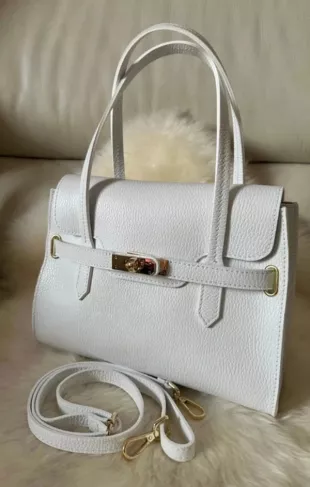 Fatima Genuine Leather Bag in White