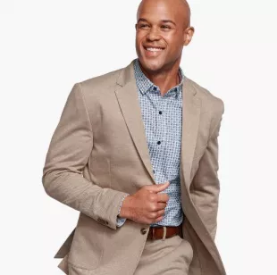 Twill Knit Blazer in Tan