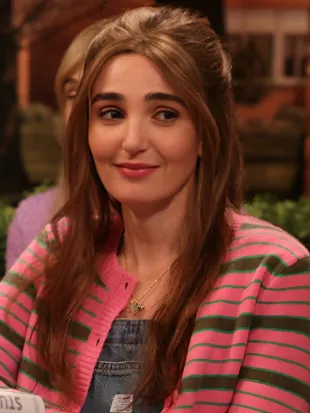 Saturday Night Live S51 Chloe Fineman Pink Striped Cardigan