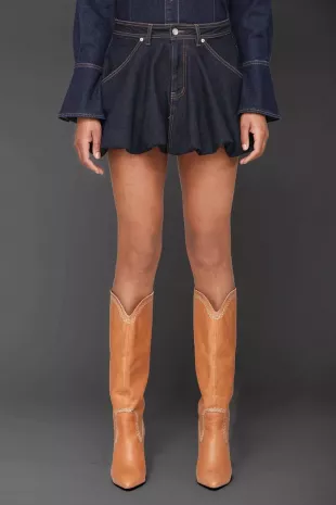 Denim Bubble Mini Skirt