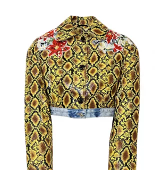 Upcycled Faux Snake Floral Embroidered Jacket