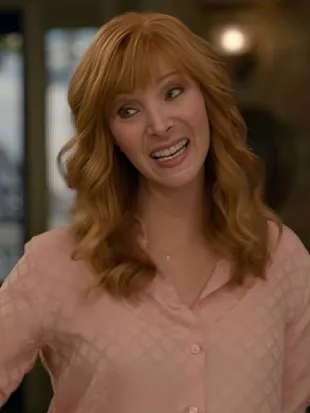 The Comeback Lisa Kudrow Pink Silk Shirt