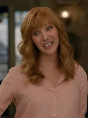 The Comeback Lisa Kudrow Pink Silk Shirt