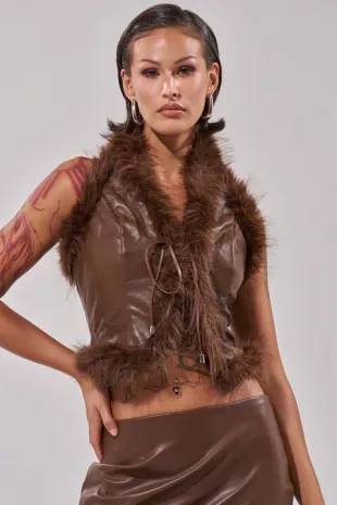 Can’t Miss Me Faux Leather Fur Corset