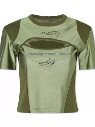 Off Campus 2026 Mika Abdalla Green Cut Out Racing T-Shirt