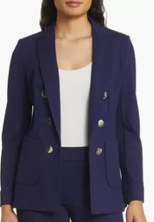 Faux Double Breasted Jacket and Pull-On Pants