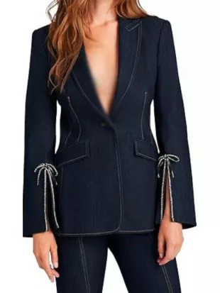 Margos Got Money Troubles 2026 Elle Fanning Denim Blazer
