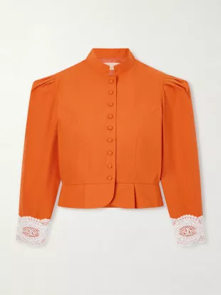 Amoako Lace-trimmed Cotton Poplin Jacket
