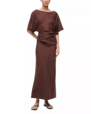 Amelie Ruched Waist Linen Blend Dress