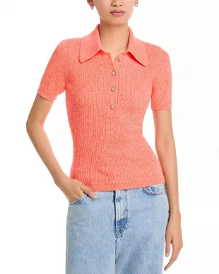 Jabric Ribbed Polo with Jewel Buttons