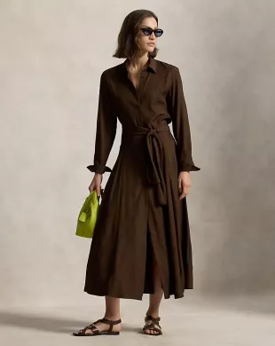 Self-Tie Twill Shirtdress