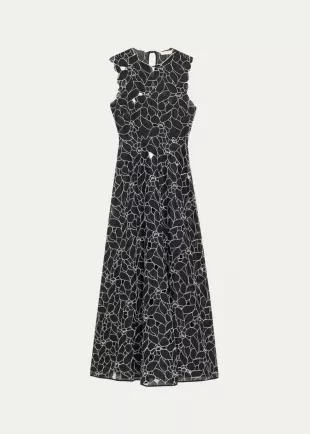 Kiana Embroidered Sleeveless Midi Dress