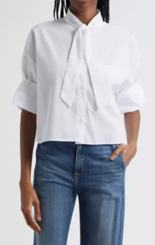 Next Ex Tie Neck Crop Shirt