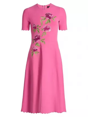 Petunia Embroidered Knit Midi-Dress